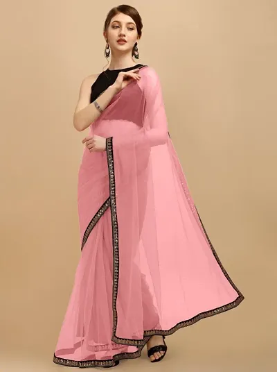 Beautiful Net Saree With Blouse Piece For Women