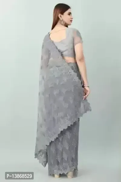 Stylish Mono Net Saree With Blouse Piece For Women-thumb2