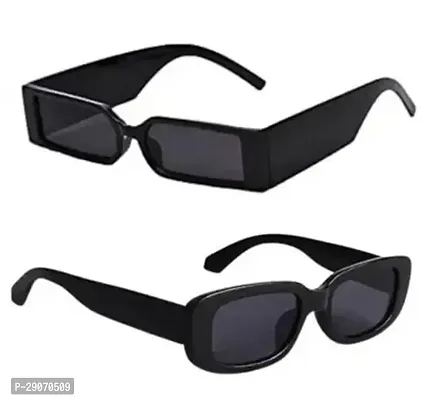 Sky Wing Fancy Unique UV Protected Square Women Sunglasses Black Color Pack of 2