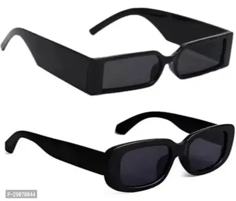 Sky Wing Fancy Unique UV Protected Square Women Sunglasses Black Color Pack of 2