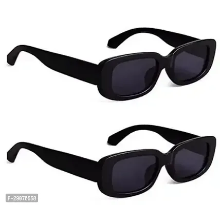 Sky Wing Fancy Unique UV Protected Square Women Sunglasses Black Color Pack of 2-thumb0