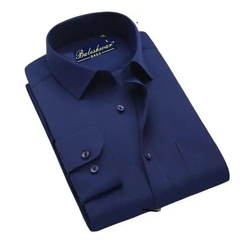 Reliable Blend Solid Long Sleeve Formal Shirt For Men