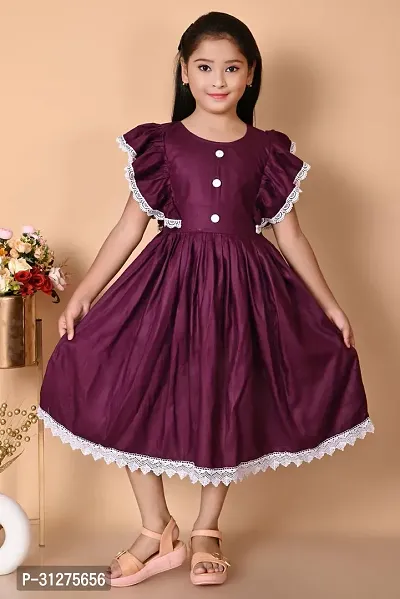 Beautiful Maroon Cotton Solid Frocks For Girls