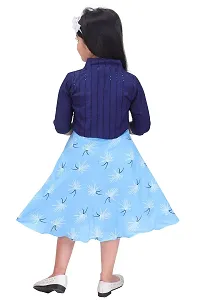 Unique Fashion Girls Rayon Midi Frock Dress with Jacket (Blue, 7-8 Years)-thumb2