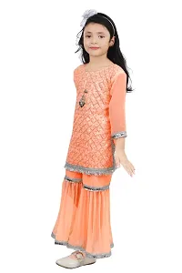 Stylish Orange Georgette Kurta With Palazzo For Girls-thumb1