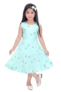 Unique Fashion Girls Rayon Midi Frock Dress with Jacket (Green, 4-5 Years)-thumb1