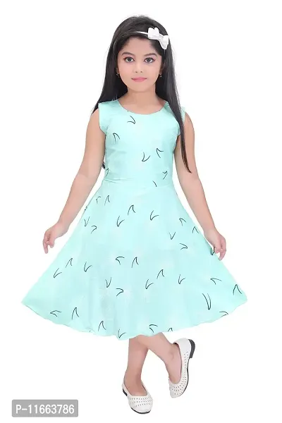 Unique Fashion Girls Rayon Midi Frock Dress with Jacket (Green, 4-5 Years)-thumb2