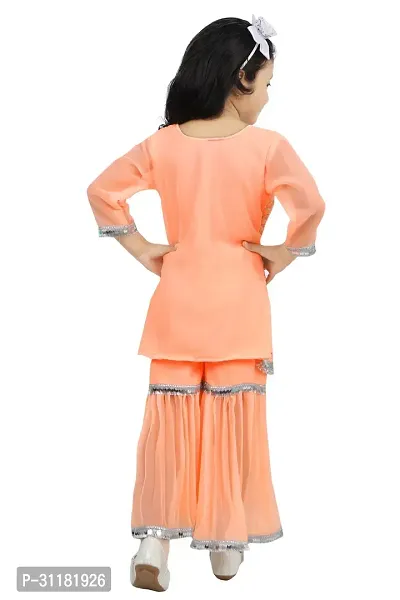 Stylish Orange Georgette Kurta With Palazzo For Girls-thumb3