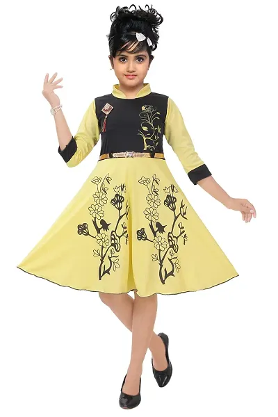 Casualwear Printed Rayon Dress for Girl