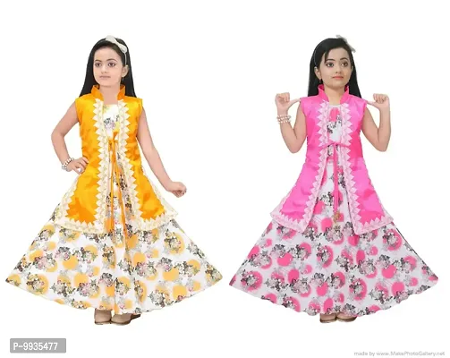 Fabulous Rayon Printed Dresses For Girls- 2 Pieces