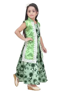 Unique Fashion Rayon Long Dress for Girls (Green, 9-10 Years)-thumb3