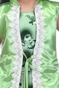 Unique Fashion Rayon Long Dress for Girls (Green, 9-10 Years)-thumb1