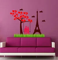 Wall Sticker Loving Couple With Eiffel Tower Wall Sticker(71 cm X  88)-thumb2