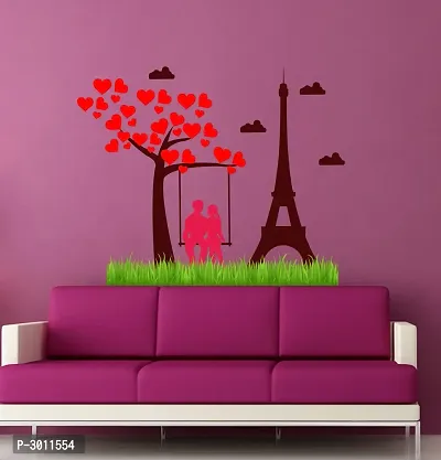 Wall Sticker Loving Couple With Eiffel Tower Wall Sticker(71 cm X  88)-thumb3