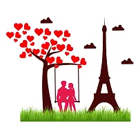 Wall Sticker Loving Couple With Eiffel Tower Wall Sticker(71 cm X  88)-thumb3