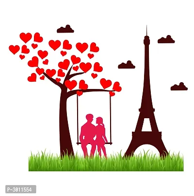 Wall Sticker Loving Couple With Eiffel Tower Wall Sticker(71 cm X  88)-thumb4