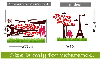 Wall Sticker Loving Couple With Eiffel Tower Wall Sticker(71 cm X  88)-thumb1