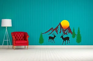 Wall Sticker Mountain View With Dear Decorative Wall Sticker(51 cm X  87)-thumb1