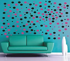 Pink And Black Dots Wall Stickers (36 cm X  42 cm )-thumb1