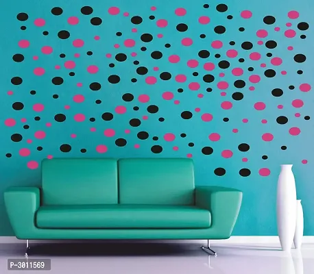 Pink And Black Dots Wall Stickers (36 cm X  42 cm )-thumb2