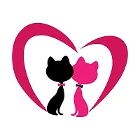 Cats In Love Wall Stickers (68 cm X  83 cm )-thumb2