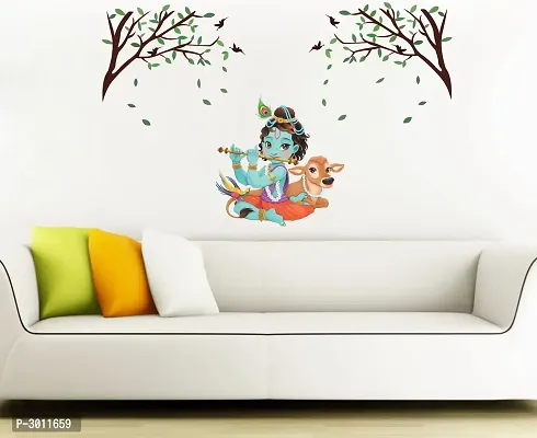 Wall Stickers | Wall Sticker For Living Room -Bedroom - Office - Home Hall Decor |"Kanhaya Playing With Flute" 82 cmX 139 cm