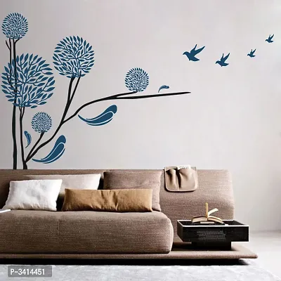 Beautiful Blue Tree And Bird Wall Sticker