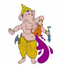 Ganesha playing Holi Wall Stickers-thumb2