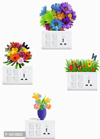 Beautiful Colourful Flower Switch Board Wall Sticker