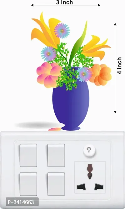 Beautiful Colourful Flower Switch Board Wall Sticker-thumb5