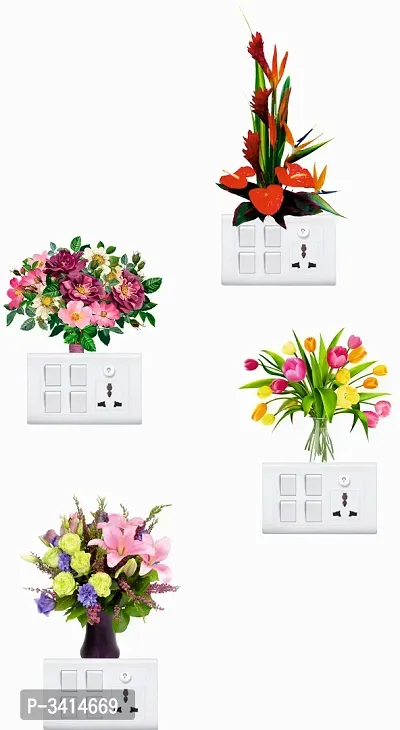 Beautiful Colourful Flower Switch Board Wall Sticker