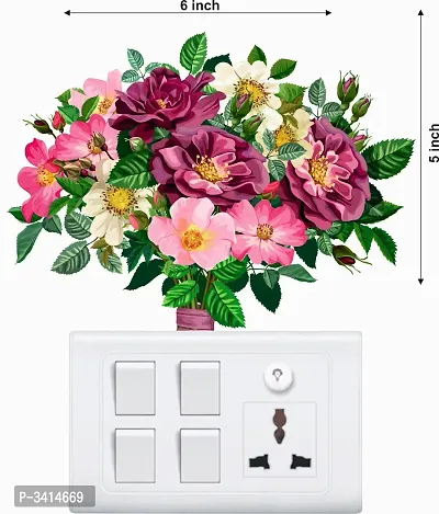 Beautiful Colourful Flower Switch Board Wall Sticker-thumb3