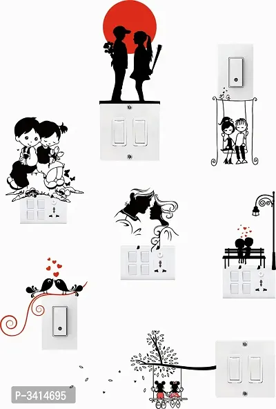 Cute Loving Coupels Switch Board Wall Sticker