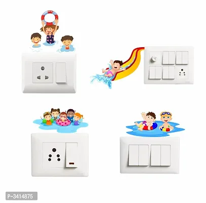 Switch Board Sticker -  Kids Playing In A Pool Wall Decorative - Switch Panel Stickers