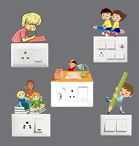 Switch Board Sticker -  Kids With Books  Wall Decorative - Switch Panel Stickers-thumb1