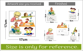 Switch Board Sticker -  Kids With Books  Wall Decorative - Switch Panel Stickers-thumb2