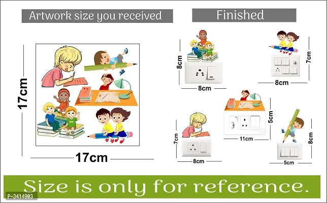 Switch Board Sticker -  Kids With Books  Wall Decorative - Switch Panel Stickers-thumb3