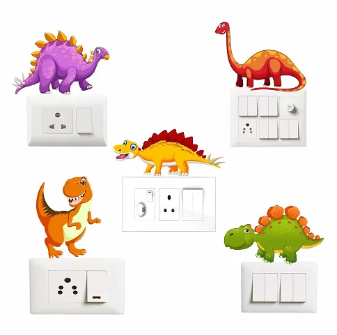 Switch Board Sticker - Decor kafe Cartoon Dinosaur Wall Decorative - Switch Panel Stickers Wall Sticker Set of 5 - Light Switch Sticker