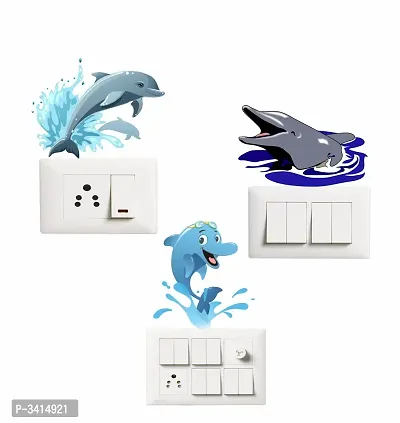 Switch Board Sticker - Decorative Cute Dolphin  Wall Decorative - Switch Panel Stickers