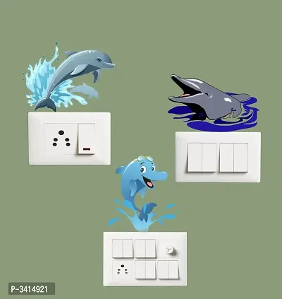 Switch Board Sticker - Decorative Cute Dolphin  Wall Decorative - Switch Panel Stickers-thumb2