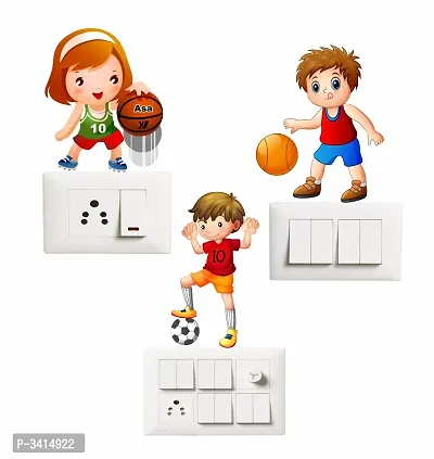 Switch Board Sticker - Decorative Kids Playing Basketball Wall Decorative - Switch Panel Stickers