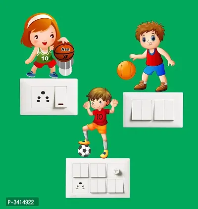 Switch Board Sticker - Decorative Kids Playing Basketball Wall Decorative - Switch Panel Stickers-thumb2
