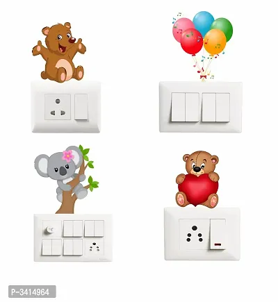 Switch Board Sticker - Decorative Cute Teddy Bear Wall Decorative - Switch Panel Stickers