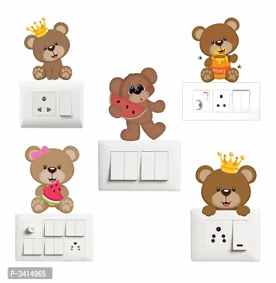 Switch Board Sticker - Decorative Cute Teddy Bear Wall Decorative - Switch Panel Stickers-thumb0