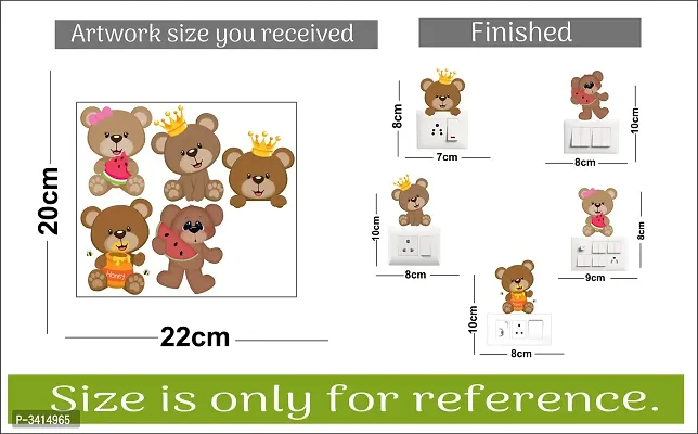 Switch Board Sticker - Decorative Cute Teddy Bear Wall Decorative - Switch Panel Stickers-thumb3