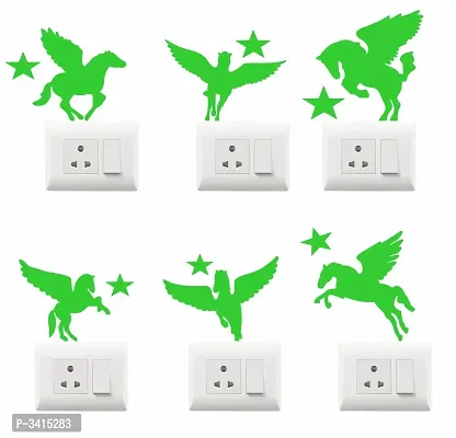 Night Glow Switch Board Sticker- Radium Glow in The Dark - Night Glowing Switch Penal Wall Sticker Set Of 6-thumb2