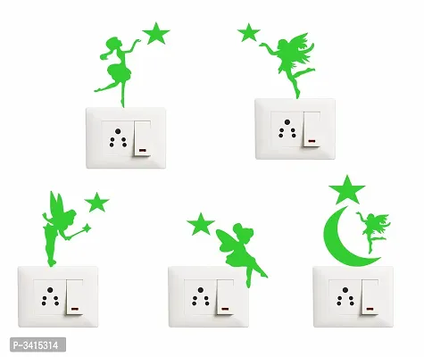 Night Glow Switch Board Sticker- Radium Glow in The Dark - Night Glowing Switch Penal Wall Sticker Set Of 5-thumb2