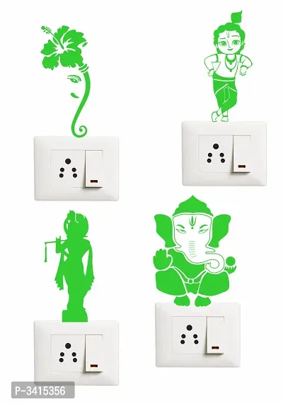 Night Glow Switch Board Sticker- Radium Glow in The Dark - Night Glowing Switch Penal Wall Sticker Set Of 4-thumb2