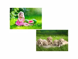 Dog Puppy AND Cute Baby Wall Poster -  - Design| Set of 2 Posters | Unframed (30 Cm X 45 Cm)-thumb1