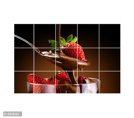 Waterproof Kitchen  Chocolate Strobbery Wallpaper/Wall Sticker Multicolour - Kitchen Wall Coverings Area ( 60Cm X 91Cm )-thumb3